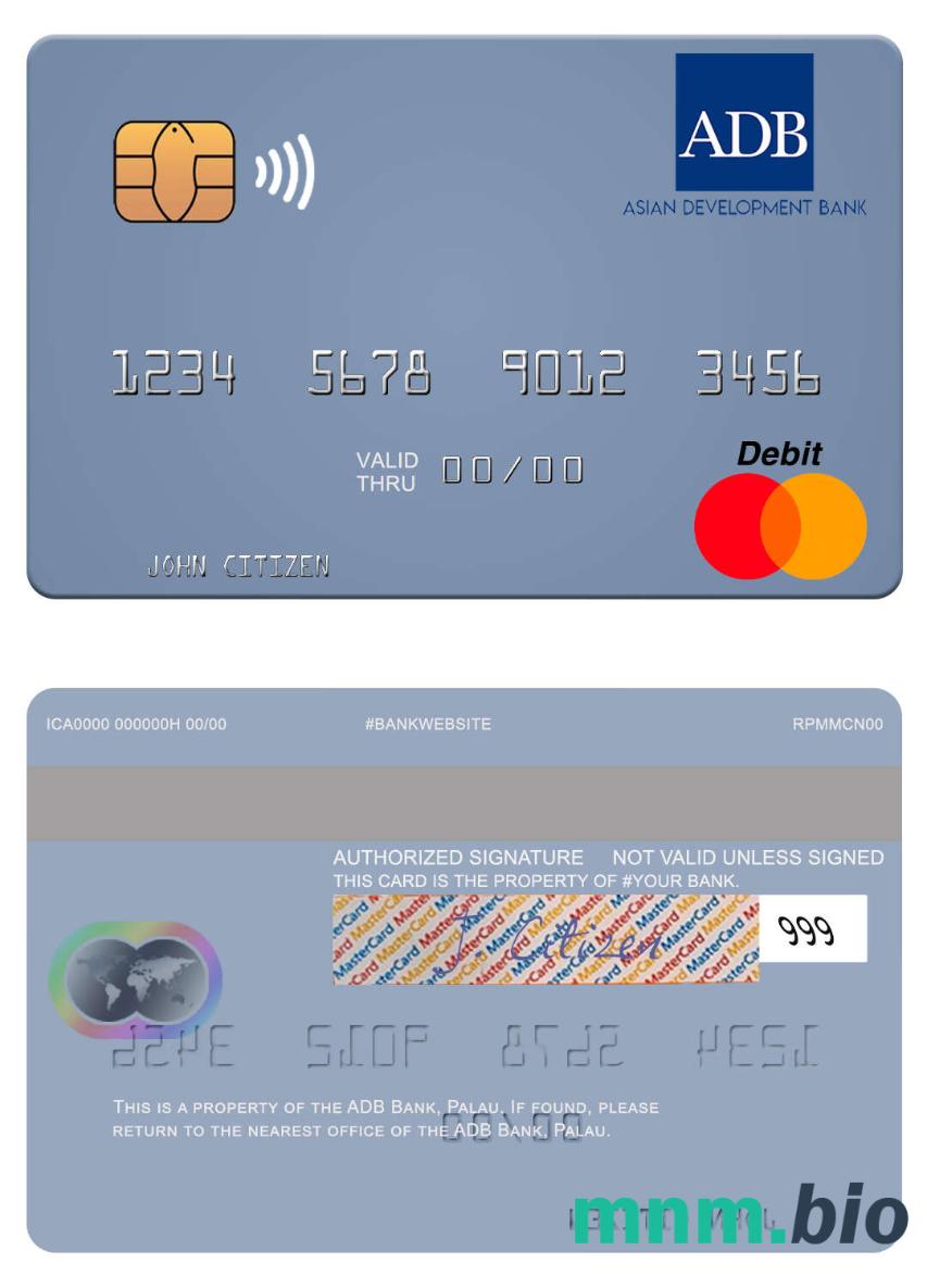 Palau ADB Bank przykład karty mastercard w formacie PSD